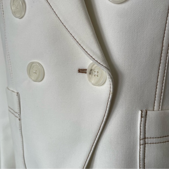 VERONICA BEARD Cosmo Dickey Off White Brown Contrast Topstitching Jacket Size 16 - Picture 11 of 14